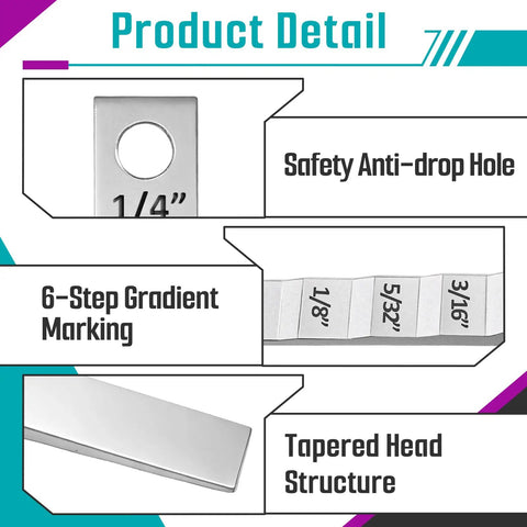 Two Pack 2130 Stepped Pipe Spacer Wedge For Welding Three Quarter Inch By Four Inch Gauge Tool Six Gap Sizes From One Sixteenth Inch To One Quarter Inch Durable Metal Spacer Wedge For Quick Pry And Measure Ideal For Precise Weld Gaps, 1/4 inch