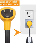 Drop The Standard 120 V Wall Adapter Right Into Your Tesla Gen Two Three Mobile Connector For Easy Home Charging On Model Three Y S X Road Trips With Zero Fuss Today - Yellow Nema 5 15 Plug with Household Outlet.