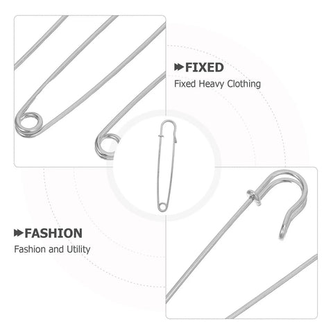 Heavy Duty Safety Pins Set By Adorainbow, 50 Pack Super Strong Iron Brooches, showing detailed design for fixed heavy clothing and utility.