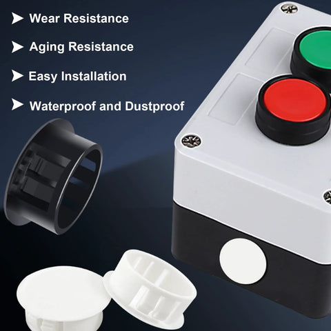 190 Pcs Nylon Plastic Hole Plugs Set Nine Sizes From One Fifth Inch To One Inch with electrical panel application view