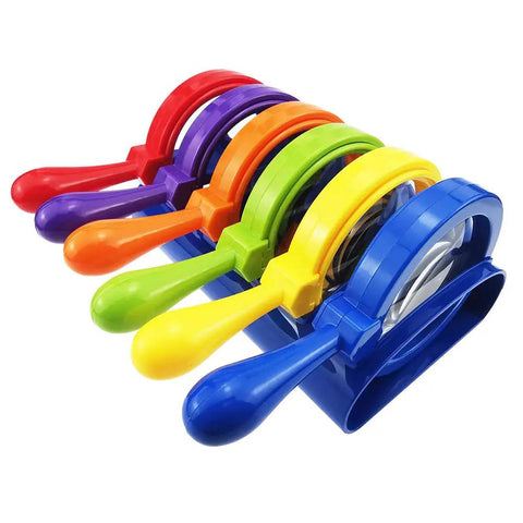 Colorful Kid Friendly Jumbo Magnifying Glass Set With Stand Six Pack For Ages Three Plus Easy Grip Primary Science Magnifiers