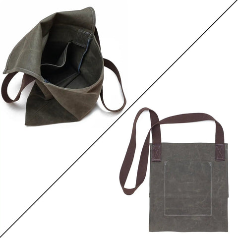 Waxed Canvas Bushcraft Messenger Bag 16oz Durable Haversack With Pocket For Gardening And Camping Antique Olive Small Size Tough