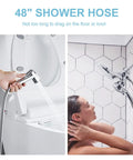 Heavy Duty 48 Inch Stainless Steel Shower Hose For Bidet Sprayer with Chrome Finish in modern bathroom setting.
