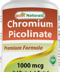 Straight Up Premium Chromium Picolinate 1000 Mcg Tablets in a white bottle with 120 tablets for metabolism support.