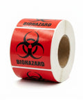 Straight Up Reliable 2X2 Biohazard Stickers 250 Pack roll of red biohazard warning labels on coated paper for safety.