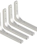 Heavy Duty Floating Shelf Brackets 8 Inch By 6 Inch Stainless Steel L Brackets Brushed Nickel Wall Supports For Wood Shelves 4 Pack Built To Last Load Bearing Corner Mounts For Kitchen Bathroom Garage
