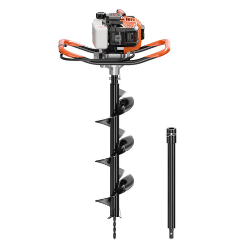 Gas Powered 43Cc Post Hole Digger with 8 Inch Auger Bit, Easy Start 2 Cycle Xtreme Engine, and 20 Inch Extension Rods