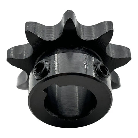 Heavy Duty ANSI 40 Roller Chain Sprocket Type B With Five Eighth Inch Bore Nine Teeth For 40 Chain Half Inch Pitch, black metal sprocket