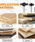 Image of various materials for CNC Spoilboard Surfacing Router Bits Set Three Piece With One Quarter Inch Shank And One Inch Cutting Diameter Round Shank Planing Bits