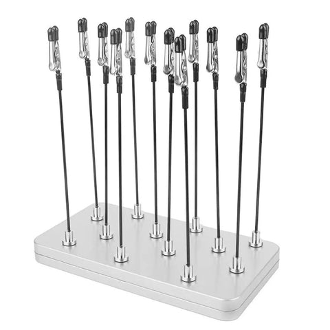 VBESTLIFE Helping Hands Soldering Station Kit With Magnet Base And 12 Flexible Alligator Clips for electronics repair, featuring 12 alligator clips on a metal base.