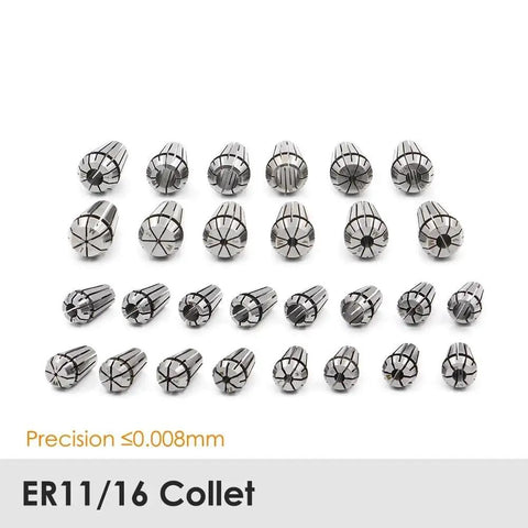 Top Notch Er16 Spring Collet Chuck For Cnc Milling Lathe Machines Offering Dead Nuts Accurate Clamping Heavy Duty Steel Build And Quick Spindle Tool Changing, 12-piece ER11/16 collet set with precision ≤0.008mm.