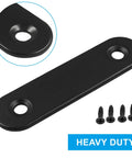 Close-up of black stainless steel bracket from 12Pcs 2 Point 4 Inch Straight Brackets Set with screws, labeled 'Heavy Duty'.