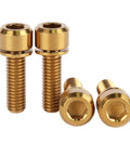 Top Shelf Titanium Bike Bolts M6 Hex Socket Screws Pack Of Four Gold Anodized high strength corrosion resistant screws for bikes