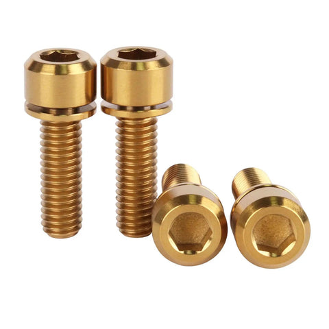 Top Shelf Titanium Bike Bolts M6 Hex Socket Screws Pack Of Four Gold Anodized high strength corrosion resistant screws for bikes