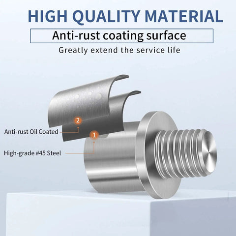 Precision Hardened Steel Woodworking Lathe Headstock Spindle Adapter showcasing high-grade #45 steel and anti-rust coated surface.