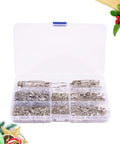 450 Pack Real Deal Iron Safety Clasp Pins For Crafting And Tailoring Mini Metal Clothing Fasteners in a clear storage box.