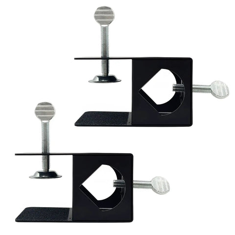 Heavy Duty Deck Torch Clamp Set Black Metal Rail Mounts For Outdoor Torches Universal Porch Rail Clamp Accessory Weatherproof Galvanized Steel Anti Rust Two Pack Fits Railings And Poles For Easy Deck Lighting