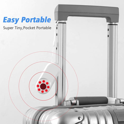 Pocket Hidden Camera Detector For Home And Travel Family Privacy Shield with suitcase, emphasizing compact design.