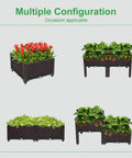 Plastic Square Raised Garden Bed Set With Self-Watering Design for indoor and outdoor use shown in modular configurations