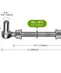 304 Stainless Steel Gate Hinge Set M12 By 8 Inch J Bolt Gate Hinges With Five Eighths Inch Pin, 8-Inch Length