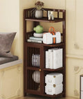 Corner Triangle Bookshelf For Living Room Wall Cabinets Space Saving Storage Shelves Bookcase For Home Office Durable Thick Panel Construction With Retro Style showing books and decor