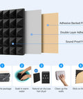 DIY Friendly Black Acoustic Foam Panels Twelve Inch Peel And Stick Sound Dampening Tiles Two Inch Thick Ultra Dense Fire Resistant Echo Absorbing Wall Pads For Studio And Garage Space step-by-step installation process