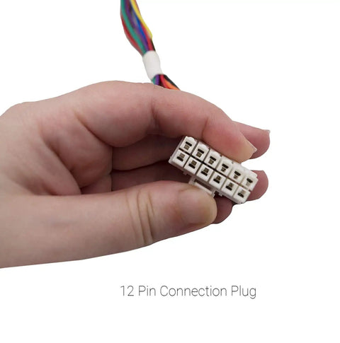 Hand holding 12 pin connection plug for Model Specific Refrigerator Ice Maker Assembly Replacement For French Door Units DA97-07365G DA97-07365A