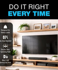 Living room setup with mounted TV and shelf, emphasizing Snaptoggle BB Toggle Anchor With Bolts For Drywall Or Concrete Block.