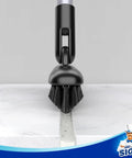 Front view of Heavy Duty Grout Scrub Brush With Long Handle For Bathroom Tiles And Shower Floors Stiff V Shape Bristles.