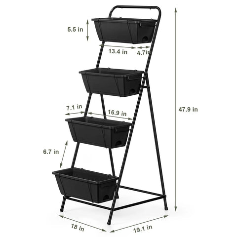 4 Tier Vertical Garden Planter With Drainage Holes For Outdoor Plants Raised Garden Bed Stand For Balcony Patio Yard