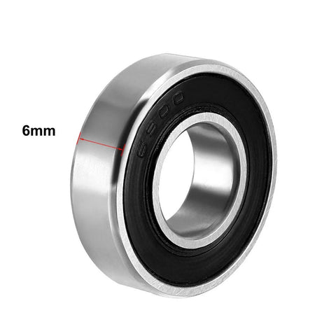 Angled view of a 10x22x6 mm double-sealed carbon steel deep groove ball bearing