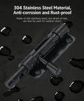 Heavy Duty Door Barrel Slide Bolt Latch Rock Solid 304 Stainless Steel Rust Proof Gate Lock on wet surface with water drops.