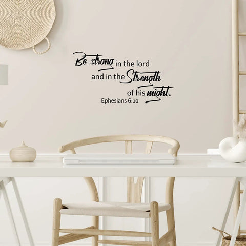 Bible Verse Wall Decals Set With Inspirational Quotes Peel And Stick Religious Scripture Stickers For Bedroom Living Room Office And Bathroom Decor To Lift Your Vibe And Feed Your Faith. Ephesians 6:10 decal above desk.