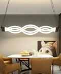 Acrylic Wave LED Pendant Light With Remote Dimmable 3000K To 6000K Stepless Brightness Control Dope Modern Dining Room Chandelier