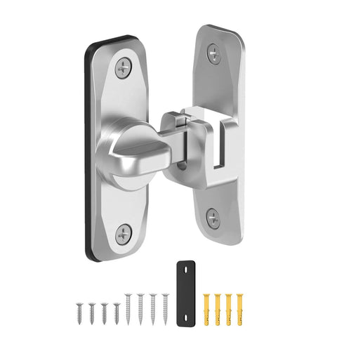 90 And 180 Degree Barn Door Lock Built Tough Sliding Gate Latch For Privacy On Garden Bathroom Fence Shed And Outdoor Gates Zinc Alloy Rust Resistant Easy Install Silver 1 Piece