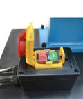 Heavy Duty 1.5 HP Electric Pipe Notcher With V Block Rotary Vise switch panel showing emergency stop and power buttons.