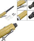 Pneumatic Die Grinder With Extended Shaft For Crevice Work Built Tough Aluminum Body showing extended shaft and collet.