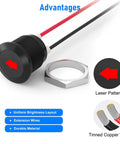 2-Pack 12V Red LED Indicator Light Kit For Rigs And Gear With Half-Inch Panel Cutout Waterproof Signal Lamps 300mm Wires black panel light with tinned copper wires