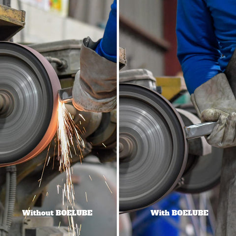 Comparison of metal grinding with and without Go-To Solid Industrial Lubricant For Minimum Quantity Lubrication MQL Push Tube.