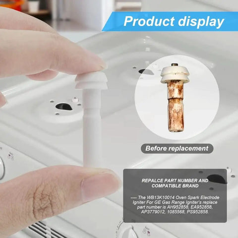 Person holding Spark Igniter For Gas Stove Replacement Pack Of Four Ceramic Spark Electrodes Burner Ignition Parts