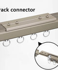 Close-up of Heavy Duty Ceiling Curtain Track System With Aluminum Alloy Sliding Rails For Room Divider And Space Separation Wall And Ceiling Mounted With Silent Pulley, track connector view.