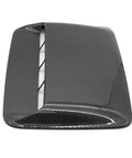 Kickass Faux Hood Vent Scoop For Tesla Cybertruck Featuring High Gloss Carbon Fiber Trim and Thick Durable Racing Cover detail view.