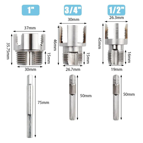 All In One PVC Pipe Threader Kit For One Half Inch Three Quarter Inch And One Inch Pipes Evponk Internal And External Threading Tool Set