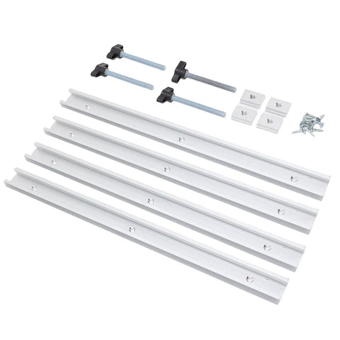 Aluminum T Track Miter Slot Jig 48 Inch With Double Cut Profile, Predrilled Holes, Screws, Heavy Duty Alloy for Woodworking, Scratch Resistant Finish