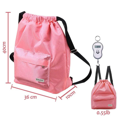 Pink Dry Wet Separated Swim Bag With Drawstring Backpack, Waterproof Gym Pool Beach Gear Tote, 36x40cm, Adjustable Straps