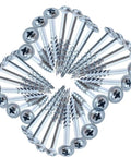 Pocket Hole Screws Self Tapping Torx T20 Coarse Thread Wood Screws 1 1 4 Inch 32mm Silver 100 Pack arranged in a radial pattern
