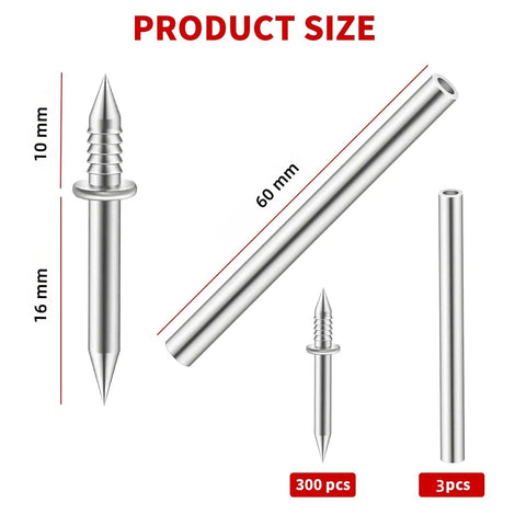 200 Pack Double Head Skirting Nails With Seamless Threads For Solid Wood Baseboards And Molding. Heavy Duty Carbon Steel, size and dimensions displayed.