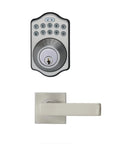Keyless Entry Door Lock With Keypad And Motorized Deadbolt Traditional Handle Set For Front Door Satin Nickel Finish