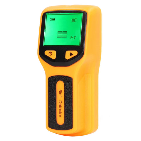 GOTOTOP Stud Finder Wall Scanner 5 in 1 Hd LCD Display Sensor (Yellow) with LCD screen and control buttons on ergonomic handle.