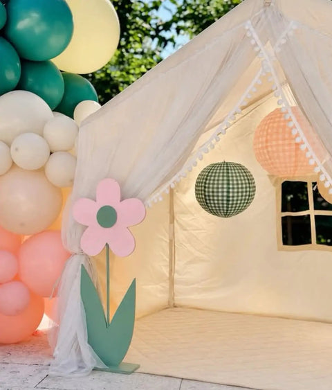 Six Pack Paper Camp Lantern Set In Pink Green And Tan For Bachelorette Parties Birthdays Outdoor Parties And Glamping Decor